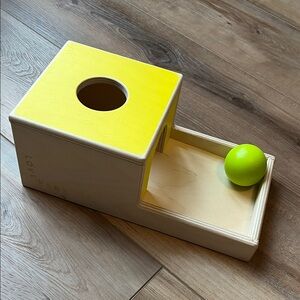 Lovevery Yellow and Natural Wood Ball Drop Toy